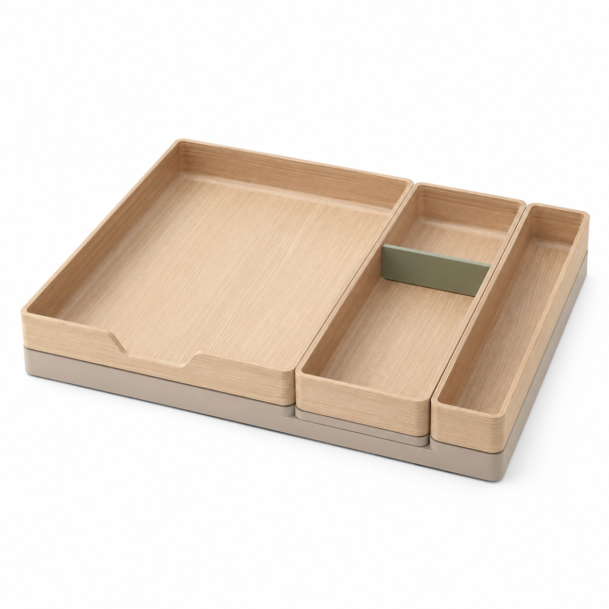 Stackline Modular Desk Tray Set — Forest Green & Champagne