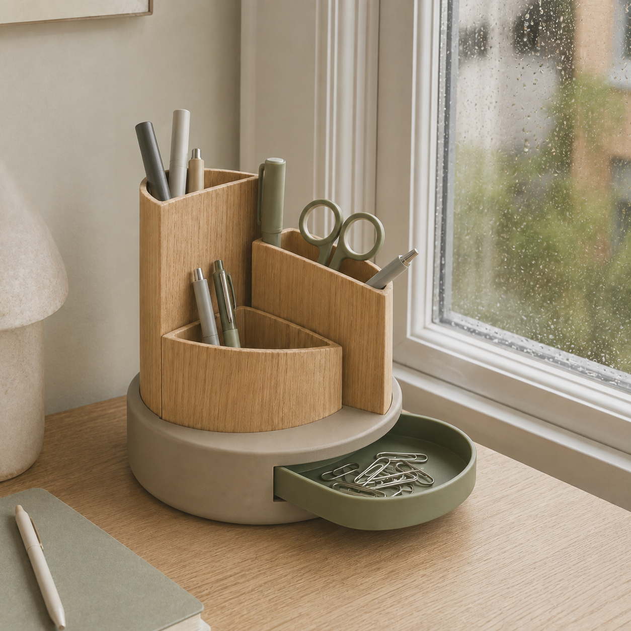Pivot Multi-Compartment Pen Caddy — Forest Green