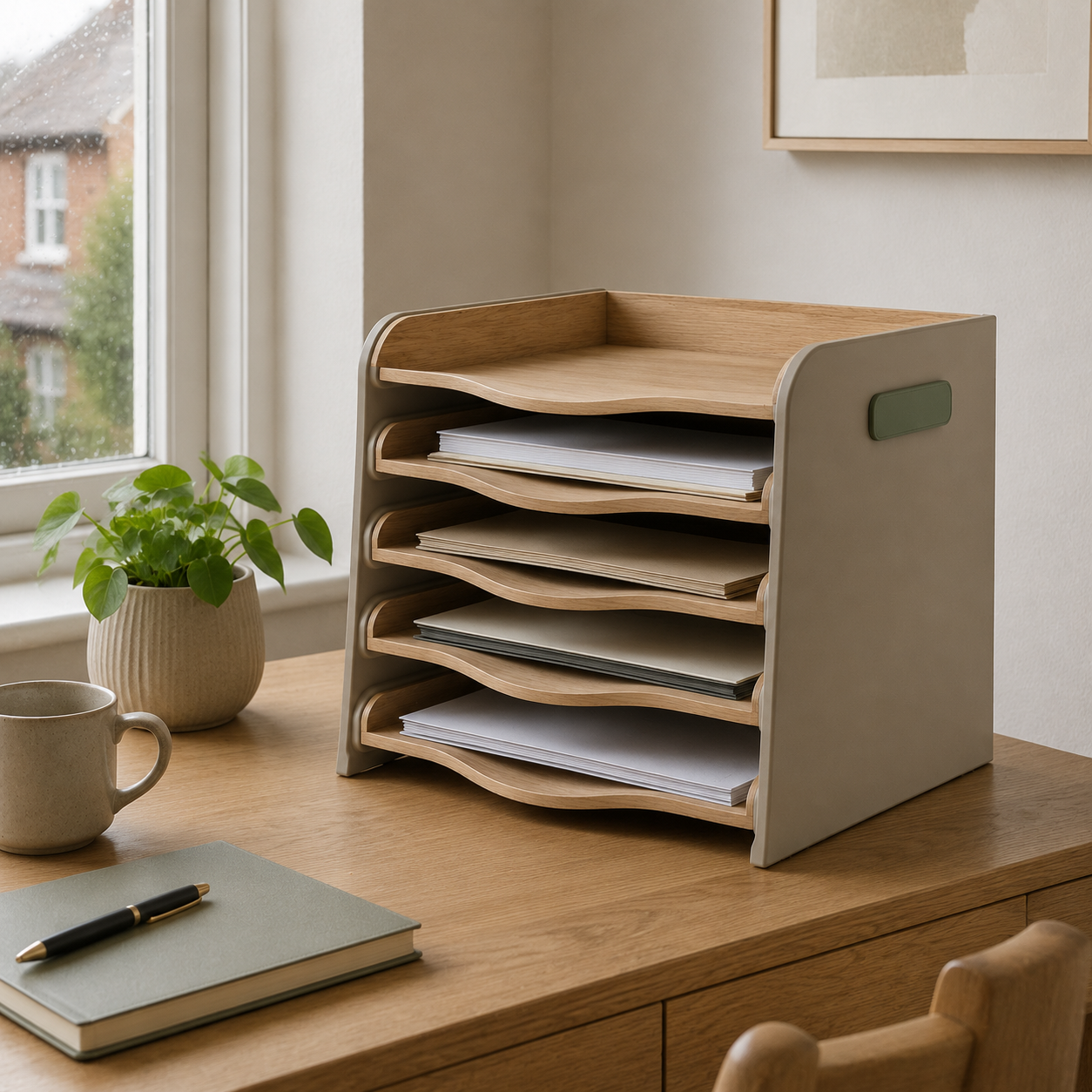 Ridge Five-Tier Desktop File Rack — Forest Green