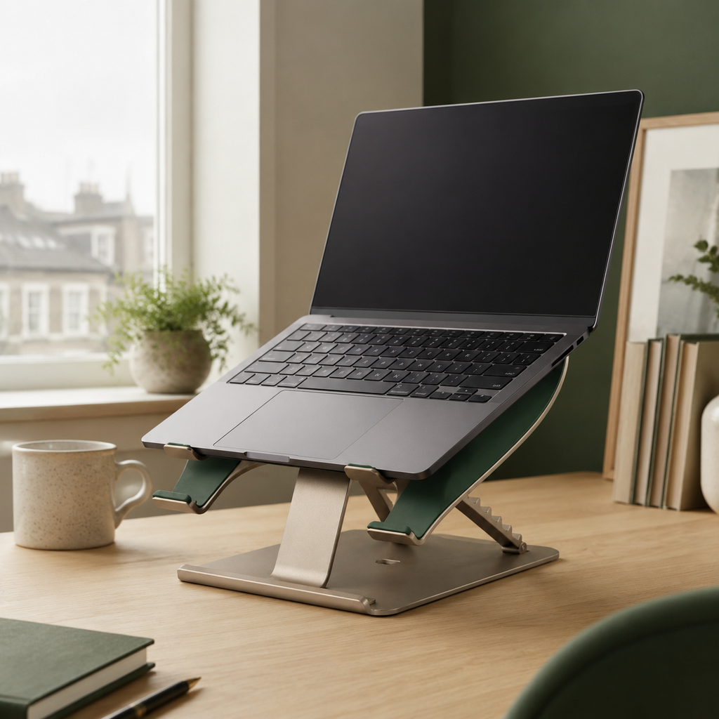 RiseLeaf Adjustable Folding Laptop Stand — Forest Green