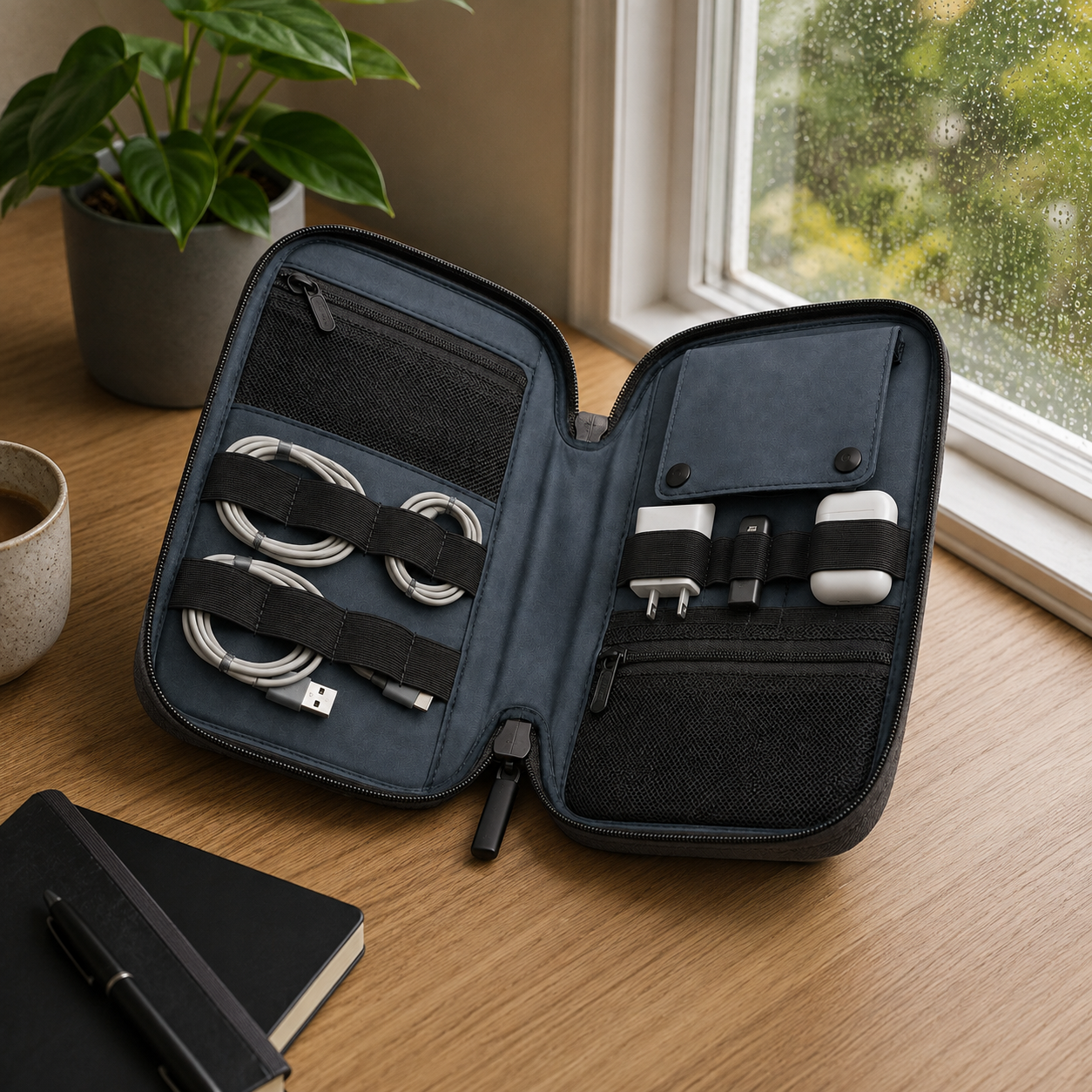 FoldGrid Tech Travel Organiser — Forest Green