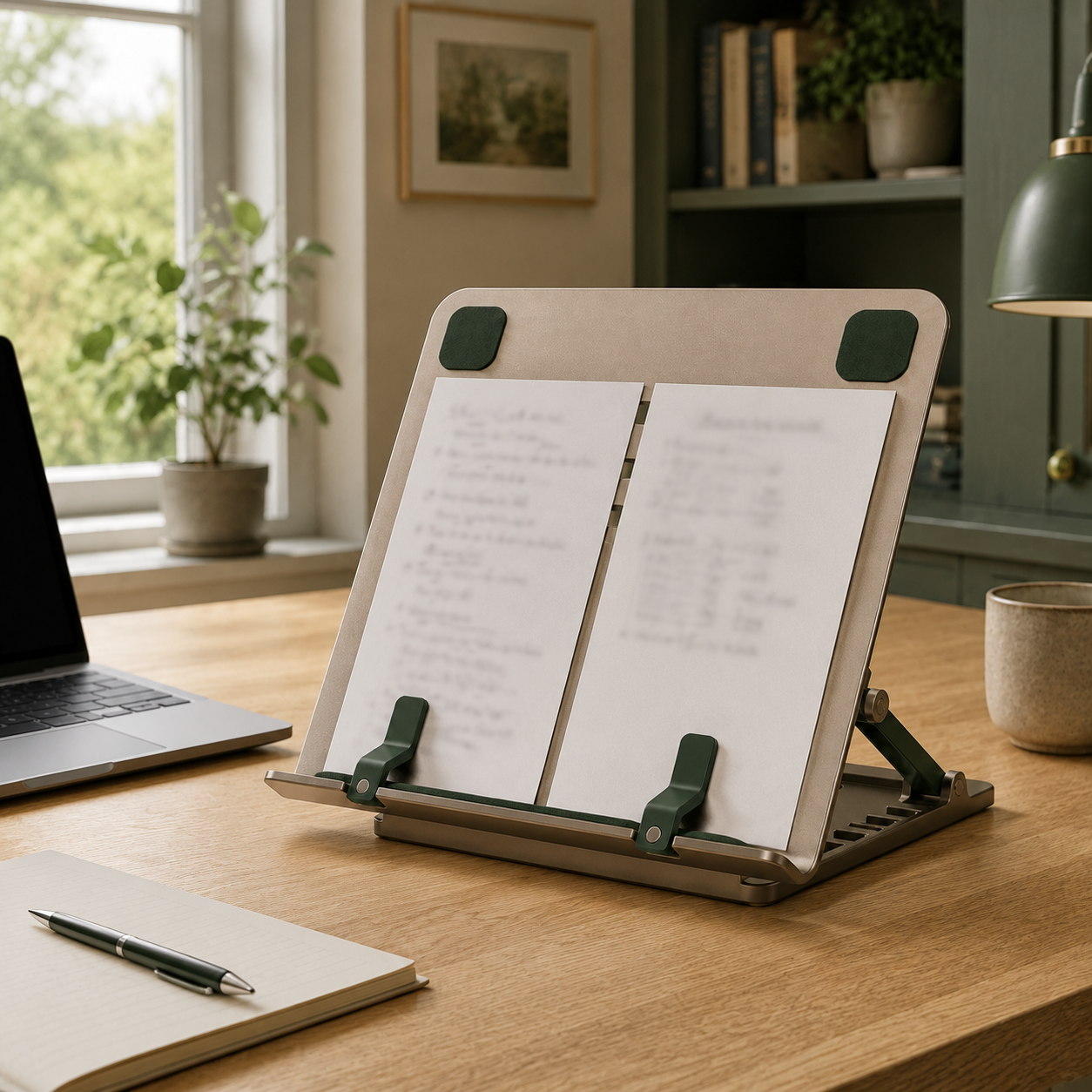PageArc Adjustable Document & Tablet Stand — Forest Green
