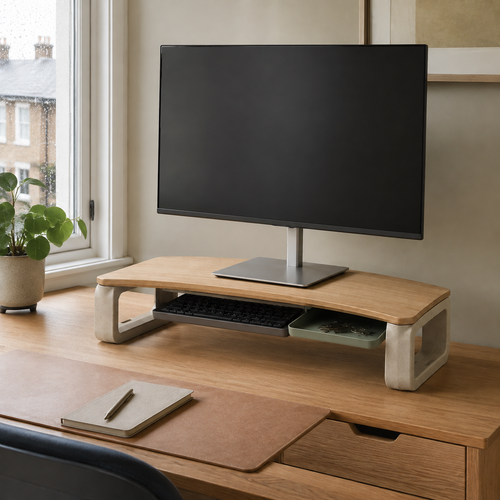 BridgeArc Monitor Riser with Storage — Forest Green