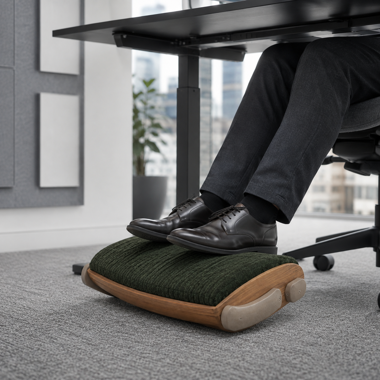 SwayRest Cushioned Rocking Footrest — Forest Green