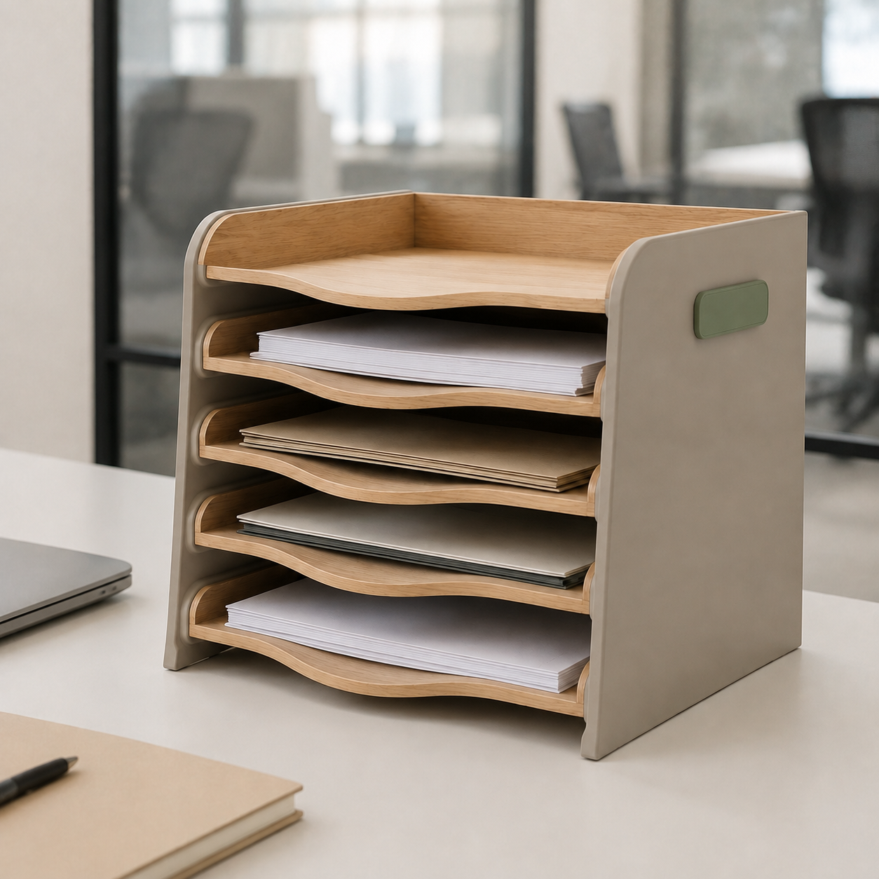 Ridge Five-Tier Desktop File Rack — Forest Green