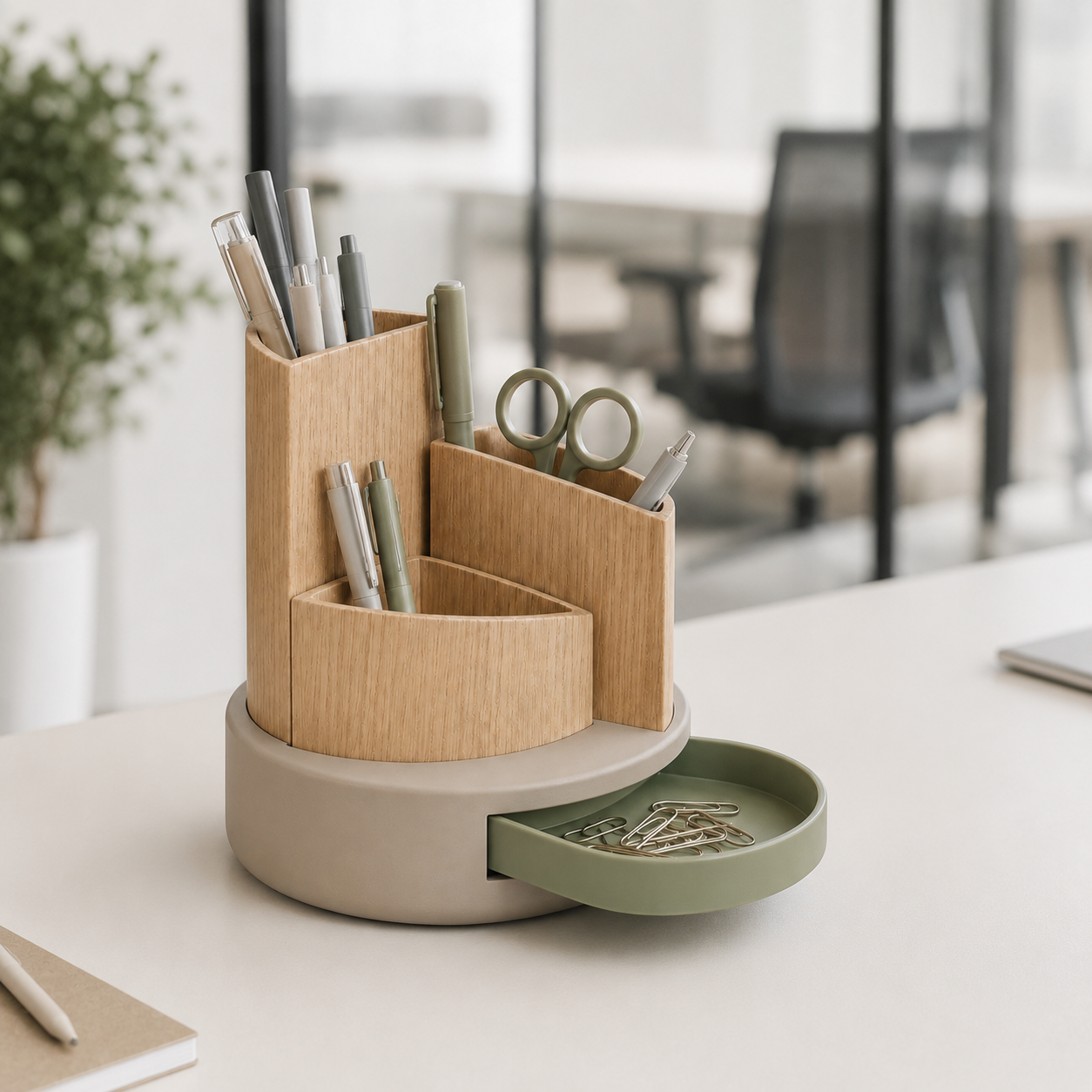 Pivot Multi-Compartment Pen Caddy — Forest Green