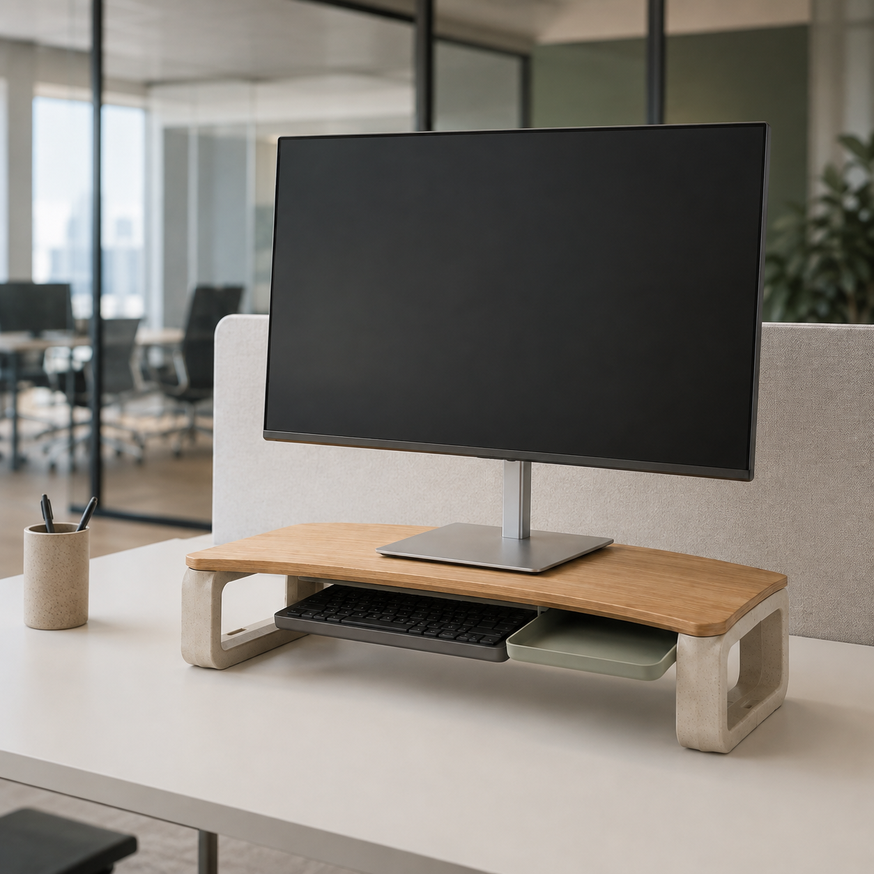 BridgeArc Monitor Riser with Storage — Forest Green