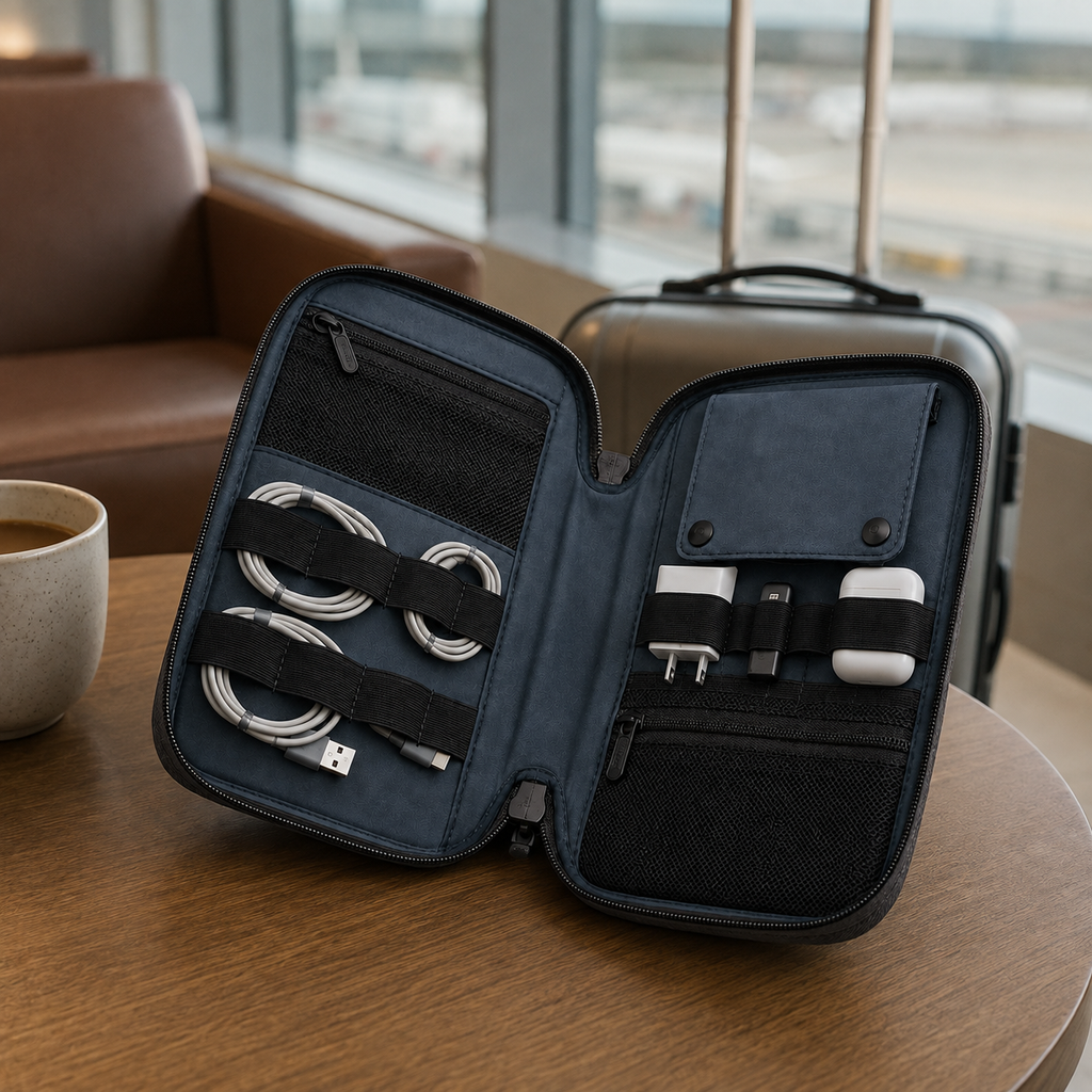 FoldGrid Tech Travel Organiser — Forest Green