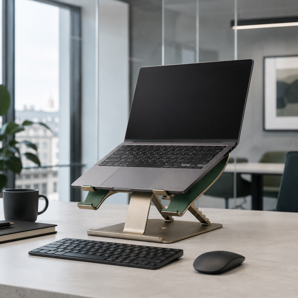 RiseLeaf Adjustable Folding Laptop Stand — Forest Green