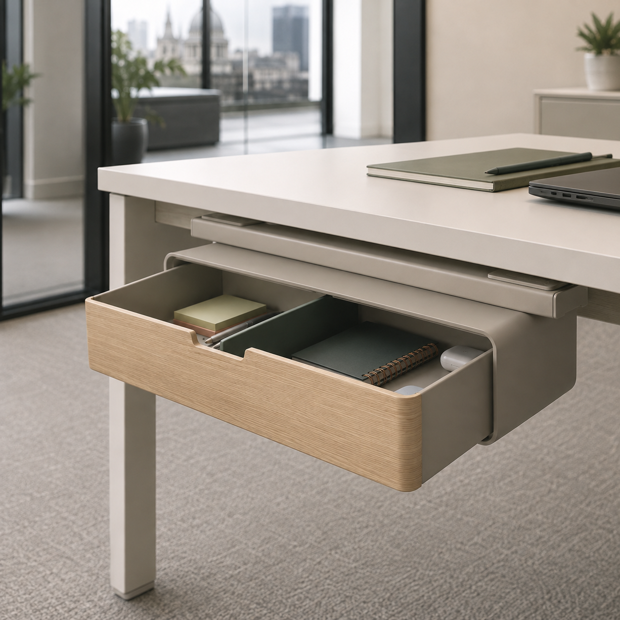 SlideNest Under-Desk Storage Drawer — Forest Green