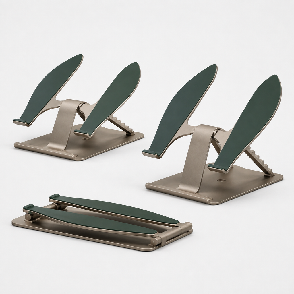 RiseLeaf Adjustable Folding Laptop Stand — Forest Green