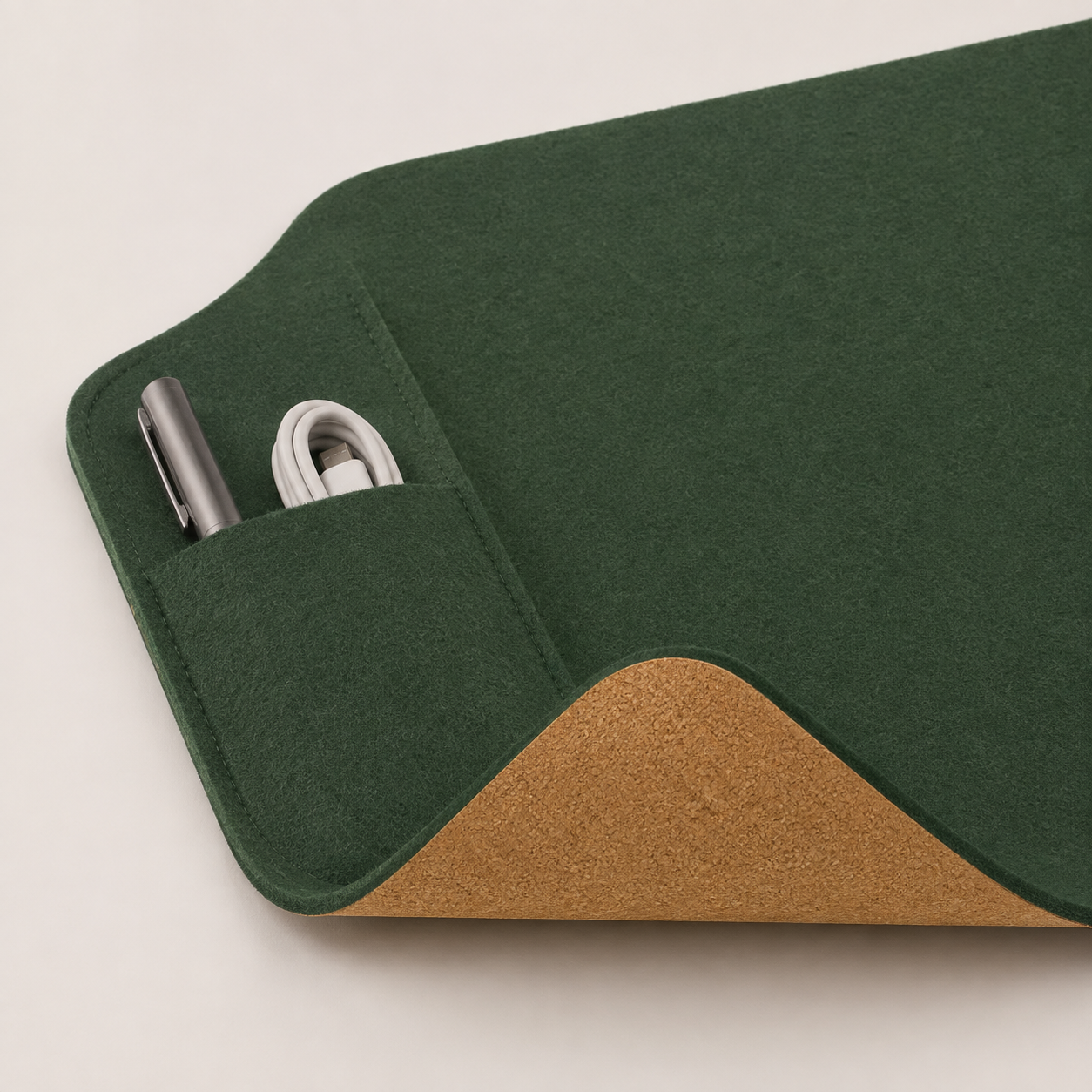 Contour Felt & Cork Desk Mat — Forest Green