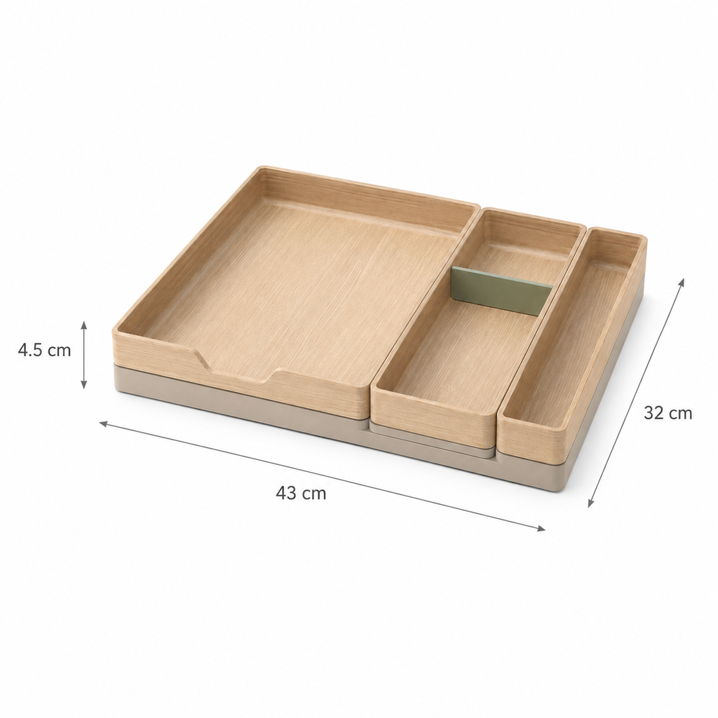 Stackline Modular Desk Tray Set — Forest Green & Champagne