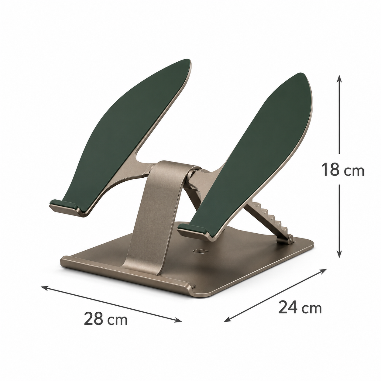 RiseLeaf Adjustable Folding Laptop Stand — Forest Green